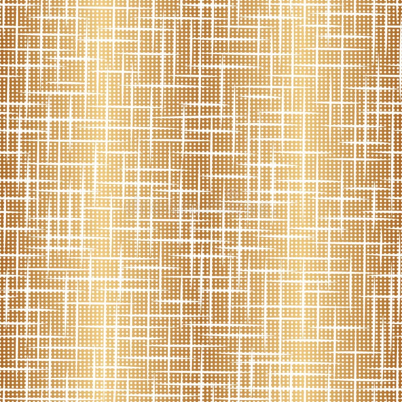 Vector seamless pattern. Gold background with stripes and dots. Golden geometric abstract design. Repeated woven backdrop. Repeati royalty free stock images