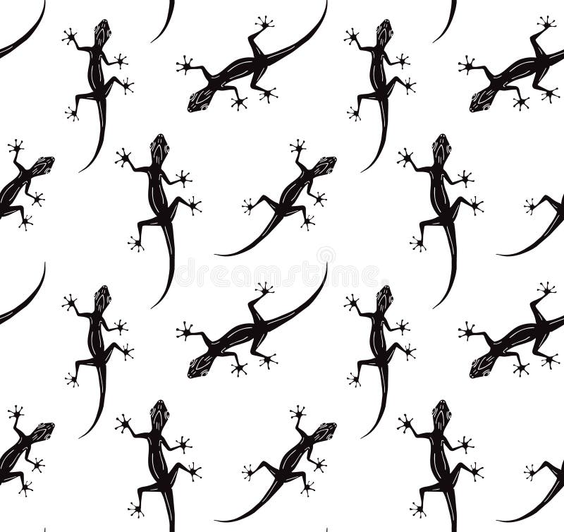 Vector Seamless Pattern of Black Lizard Stock Illustration