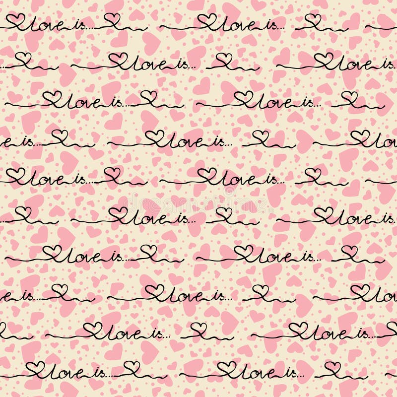 Vector seamless pattern of hearts with the words stock illustration Vector seamless pattern of hearts with the words stock illustration