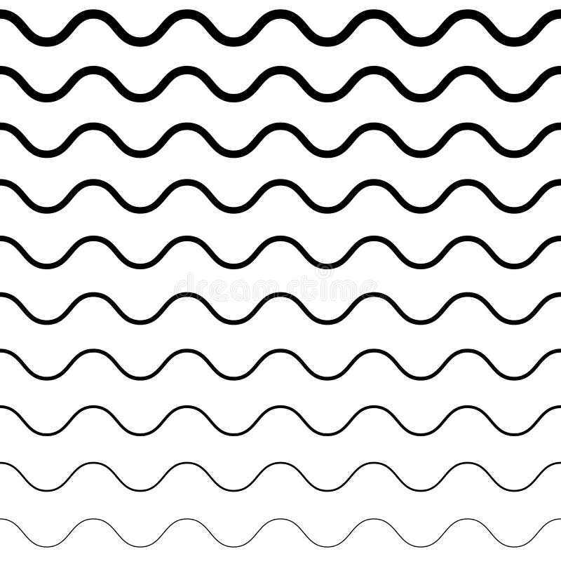 Vector seamless pattern, horizontal wavy lines. Monochrome background with halftone transition effect. Simple black & white repeat texture. Design element for prints, decoration, textile, digital, web