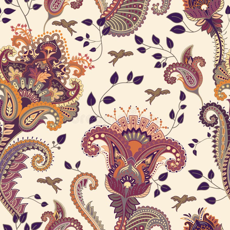 Vector Seamless Pattern. Indian Floral Backdrop. Paisley. Fashion Style ...