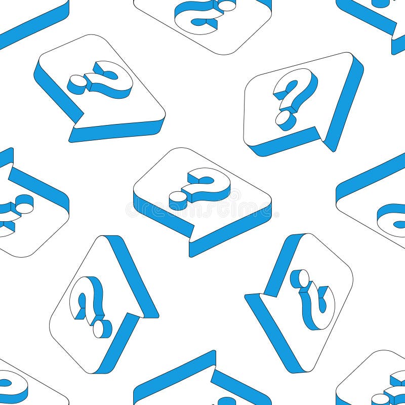 Vector seamless pattern with isometric question mark on speech bubble. Swearing, dialogue, speaking people icon. Talk or chat royalty free illustration