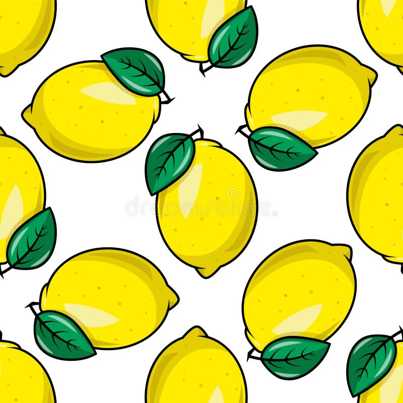 Vector seamless pattern with lemons. Square seamless illustration with exotic fruits. Image of lemons isolated on a white vector illustration