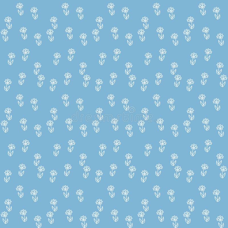 Vector seamless pattern, little flowers on blue