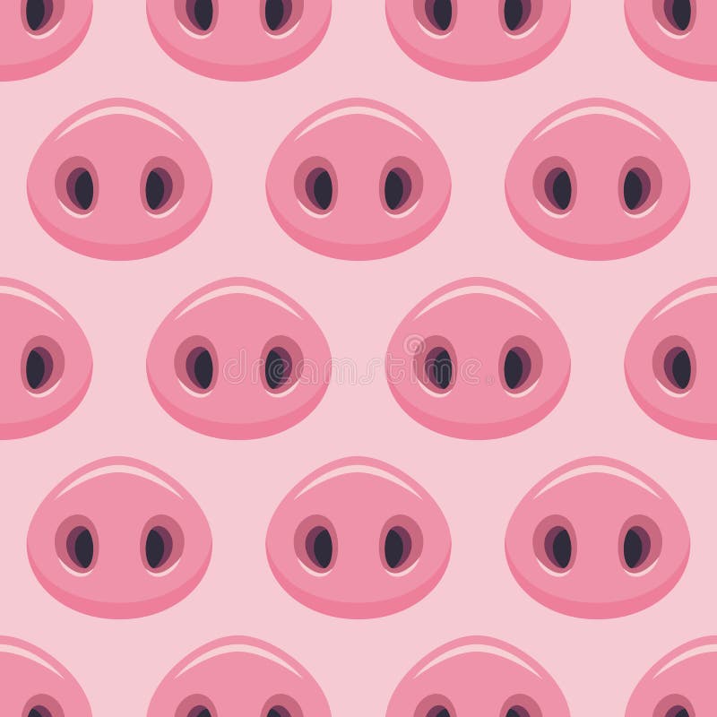 Vector Seamless Pattern with Pigs Noses. Stock Illustration
