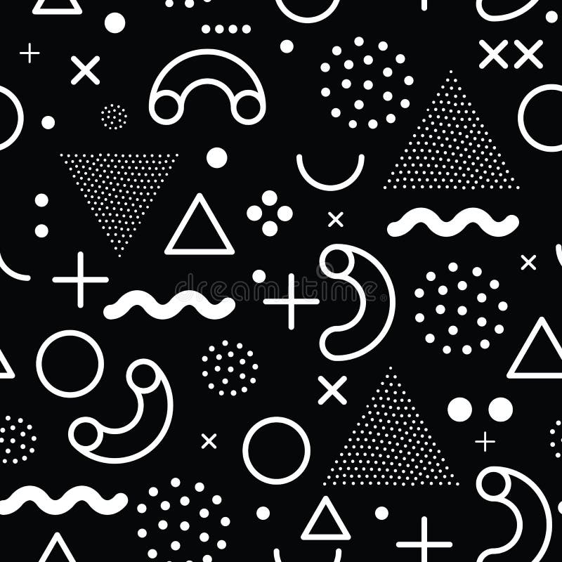 Vector seamless pattern in pointillism, memphis, 80s, 90s style royalty free illustration Vector seamless pattern in pointillism, memphis, 80s, 90s style royalty free illustration