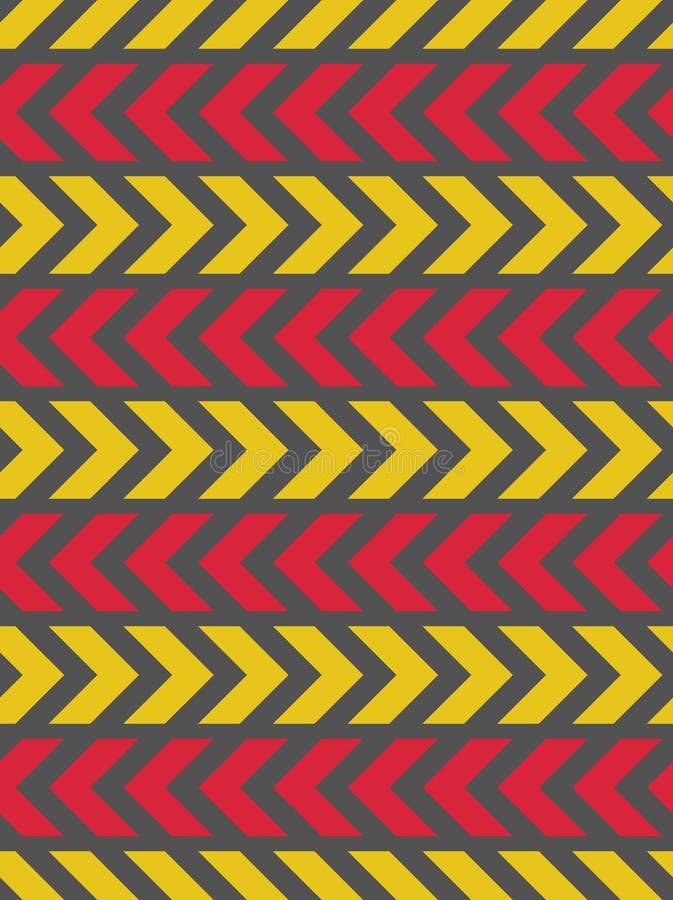 Vector seamless pattern of red and yellow rows of arrows. vector illustration