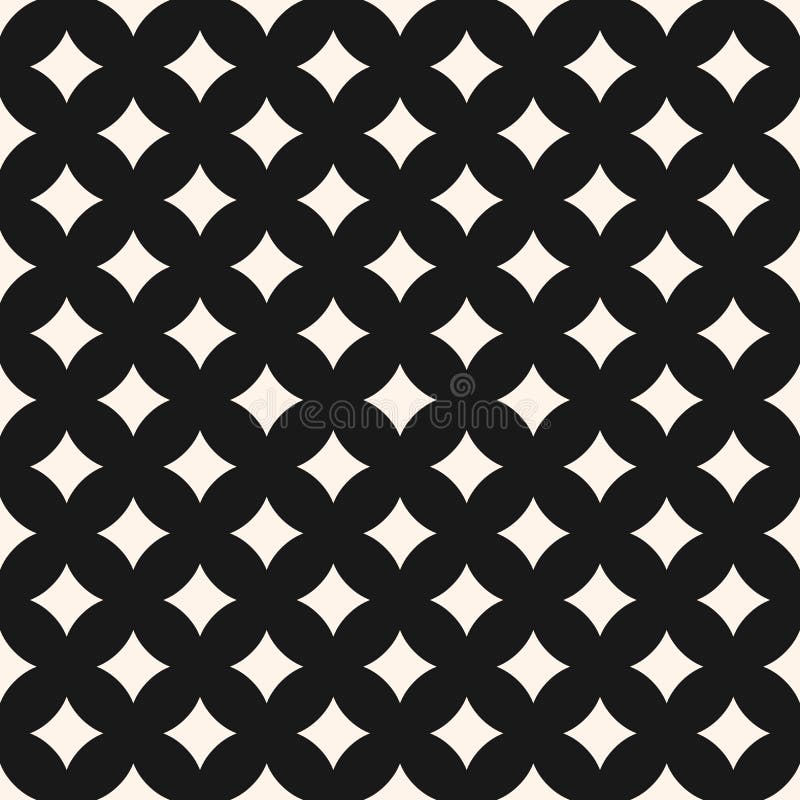 Vector seamless pattern with rhombuses, curved diamond shapes. Dark background