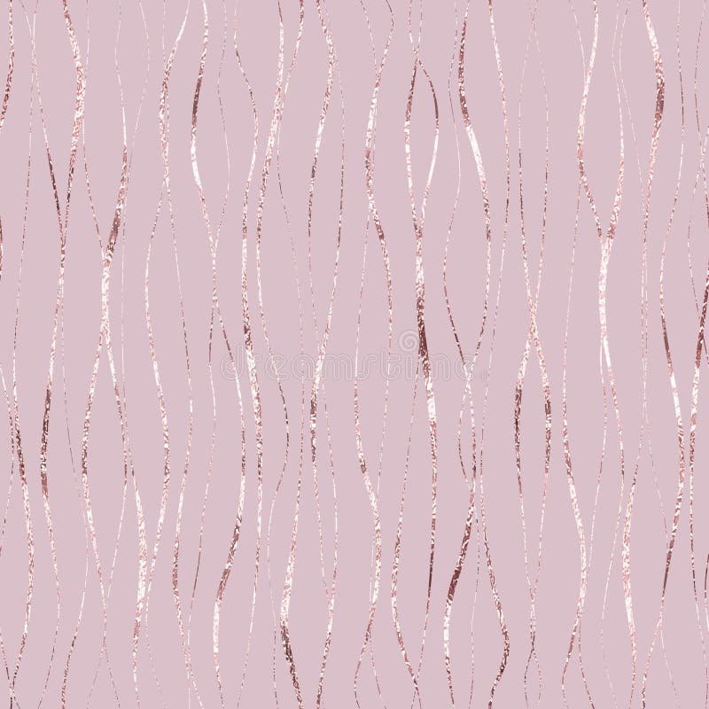 Vector seamless pattern. Rose gold background with wavy stripes. Modern stylish texture. Pink geometric abstract design. Backgroun stock illustration