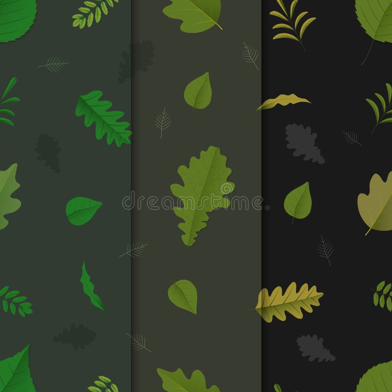 Vector seamless pattern with rows of leaves of different trees vector seamless pattern with rows of leaves of different trees ilustração do vetor