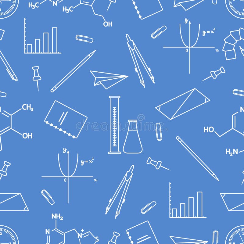 Scientific, educational vector seamless pattern royalty free illustration