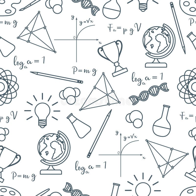 Scientific, educational vector seamless pattern royalty free illustration