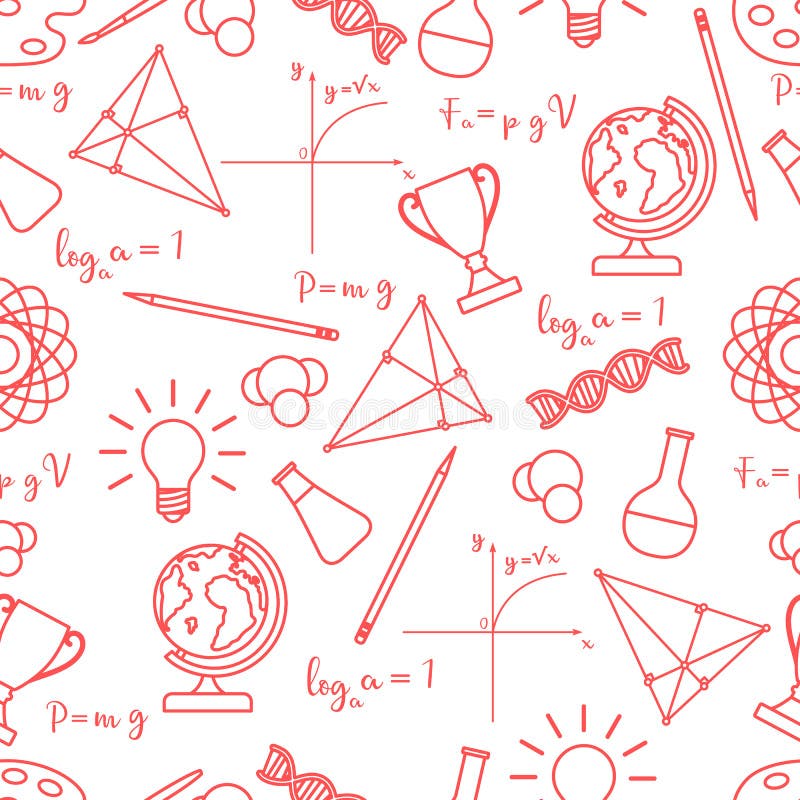 Scientific, educational vector seamless pattern royalty free illustration