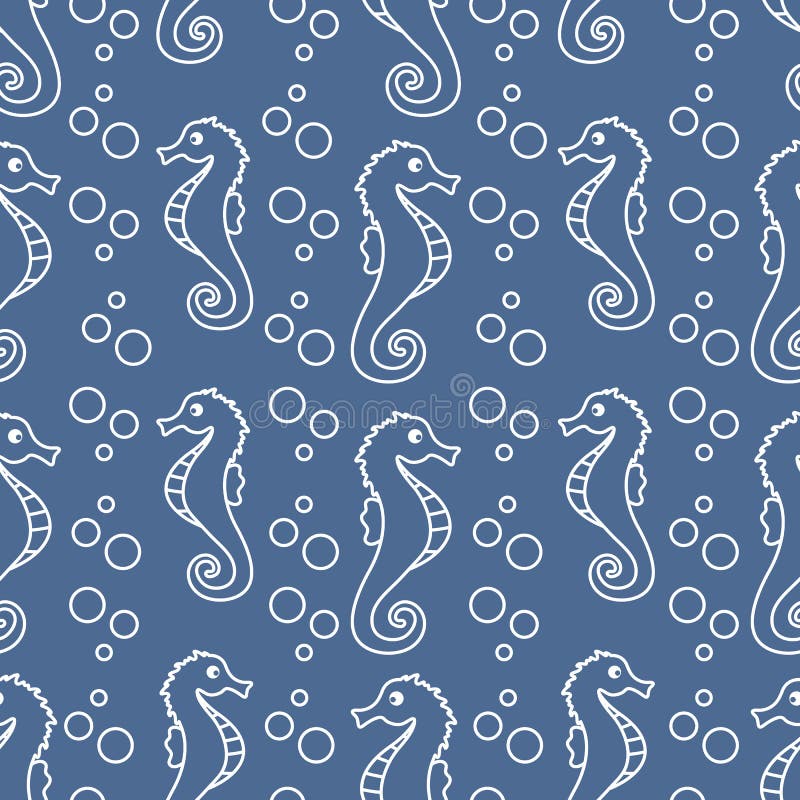 Vector seamless pattern with sea horses, bubbles stock illustration Vector seamless pattern with sea horses, bubbles stock illustration