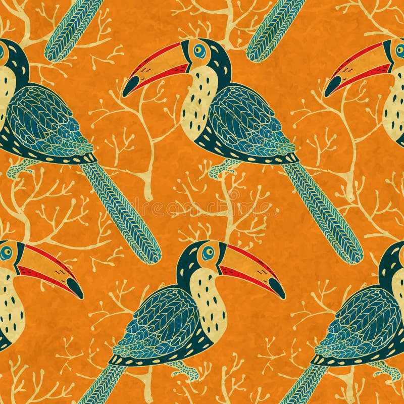 Vector seamless pattern with toucan