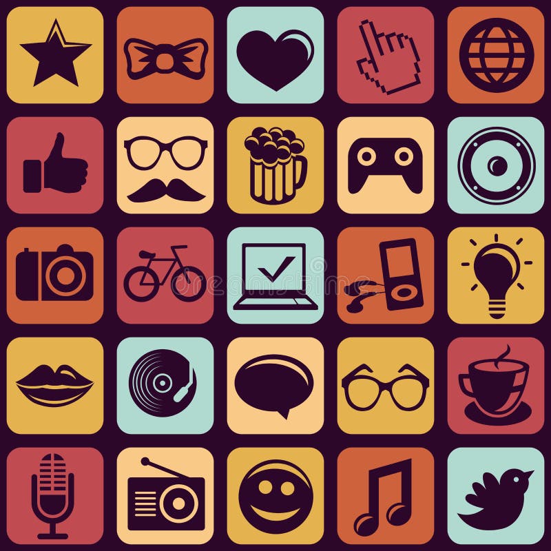 Vector seamless pattern with trendy hipster icons vector illustration Vector seamless pattern with trendy hipster icons vector illustration