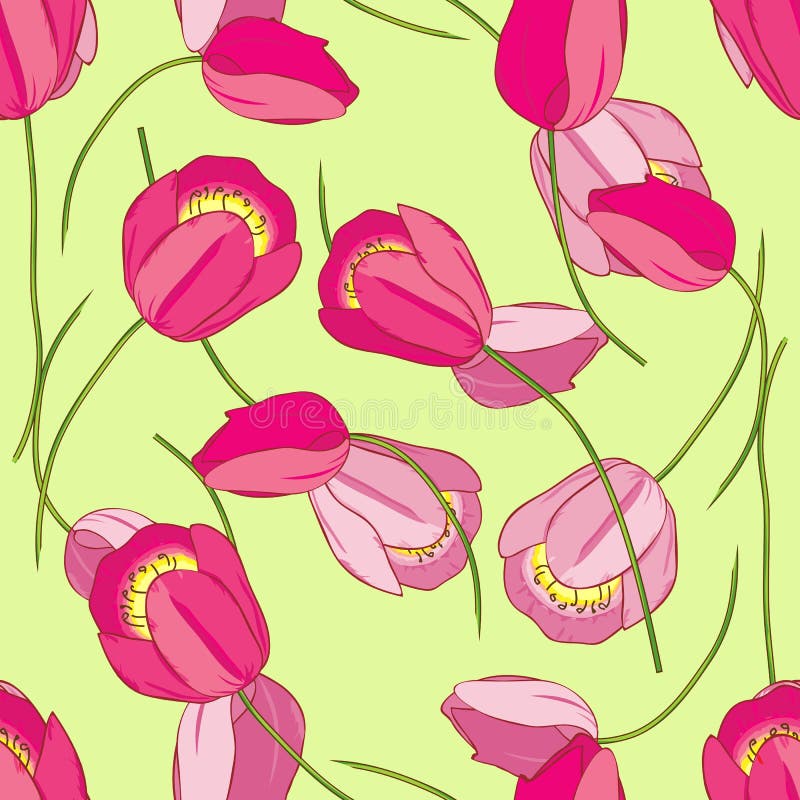 Vector seamless pattern with tulips