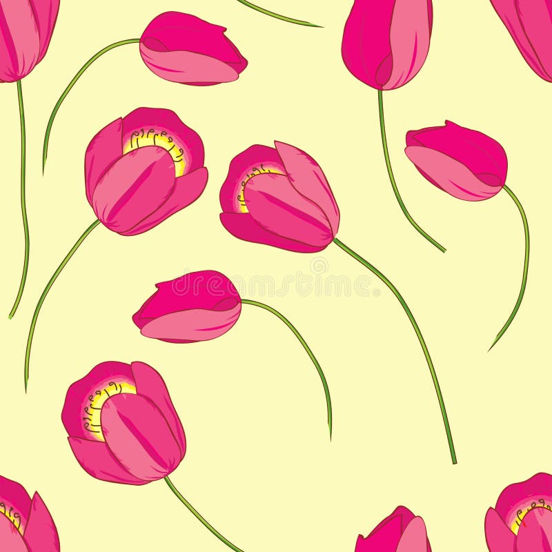 Vector seamless pattern with tulips