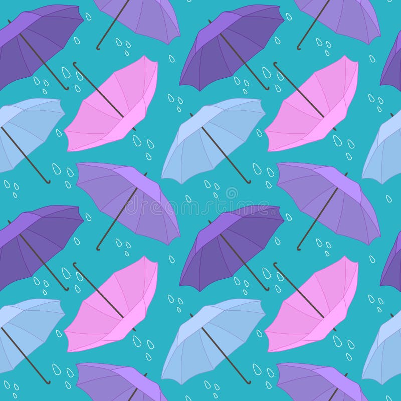 Vector seamless pattern with umbrellas