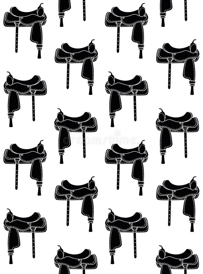 Vector Seamless Pattern of Western Horse Saddle Stock Vector