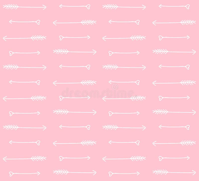 Vector Seamless Pattern of White Arrows on Pink Stock Vector