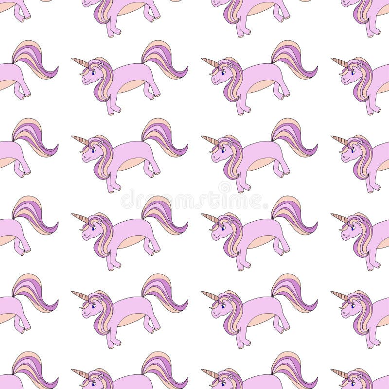 Vector seamless pattern on white background unicorn ponies pink stock illustration Vector seamless pattern on white background unicorn ponies pink stock illustration