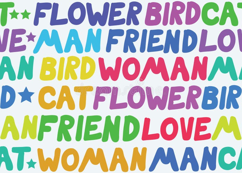 Vector seamless pattern of words on love and peace vector illustration