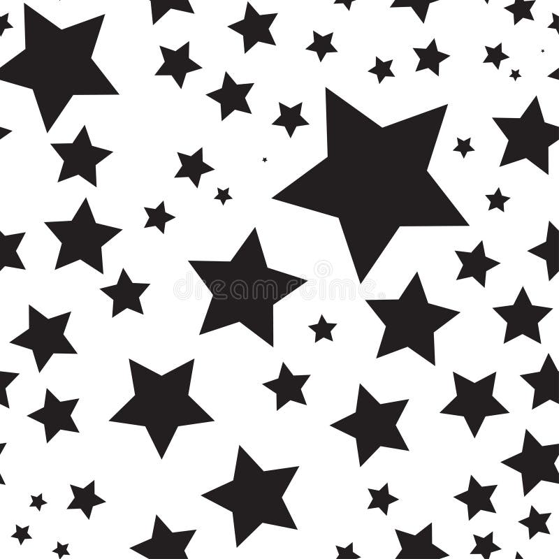 Vector Seamless Texture with Black Stars on a White Background Stock ...