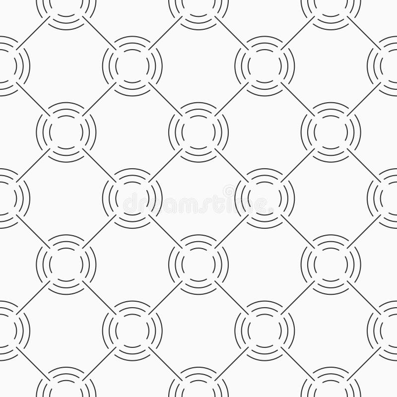 Vector seamless thin lines rhombuses pattern. Repeating geometric rhombuses tiles, circles stock illustration