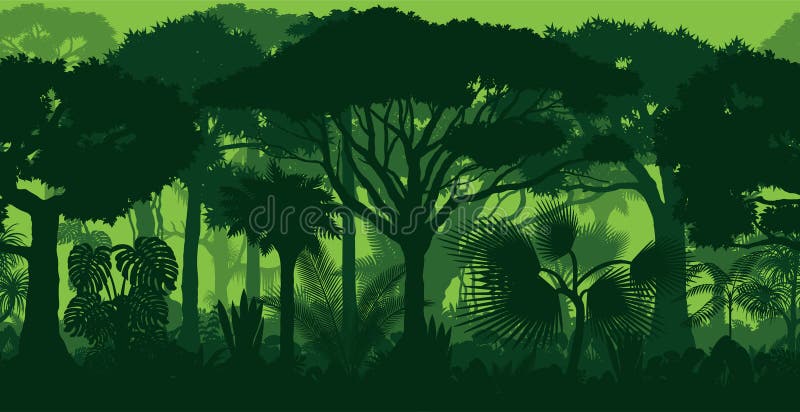 Vector  seamless tropicals rainforest Jungle forest background