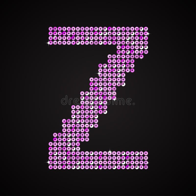 Vector Purple Pink Glitter Sequins Dots Letter Z Stock Vector