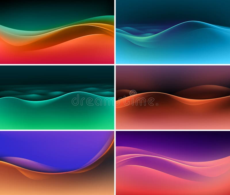 Vector Set of Abstract Colorful Multicolored Wave Backgrounds