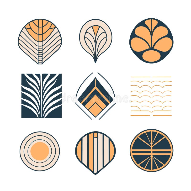 Vector set of abstract geometric elements in trendy linear style. royalty free illustration