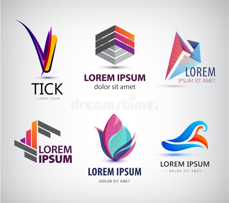 Vector Set of Abstract Logo Design, Web Icons. 3d Templates, Colorful  Symbols for Company Identit Stock Vector - Illustration of element,  colorful: 78194317