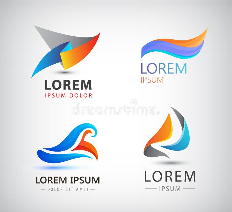 Vector set of abstract shapes, logos, icons isolated.