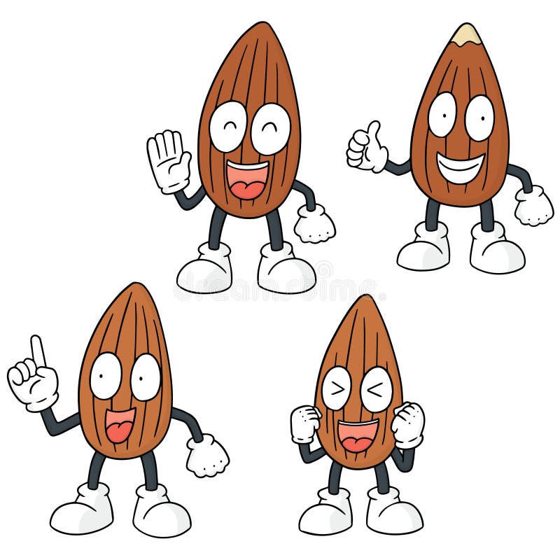 Vector Set of Almond Cartoon Stock Vector Illustration of cute