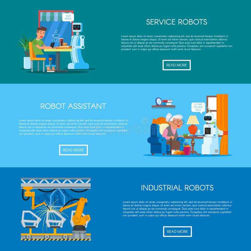 Vector set of banners with home, service, industrial automation concept stock illustration Vector set of banners with home, service, industrial automation concept stock illustration