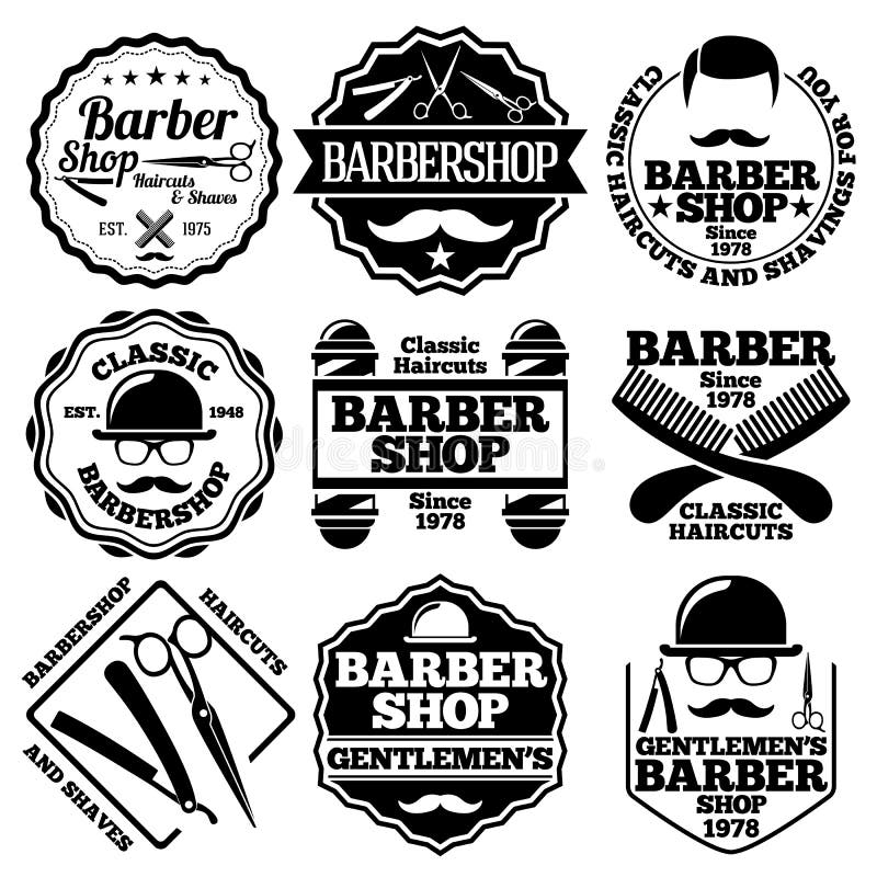 Vector Barber Shop Accessories Set. with Silhouettes of Instruments