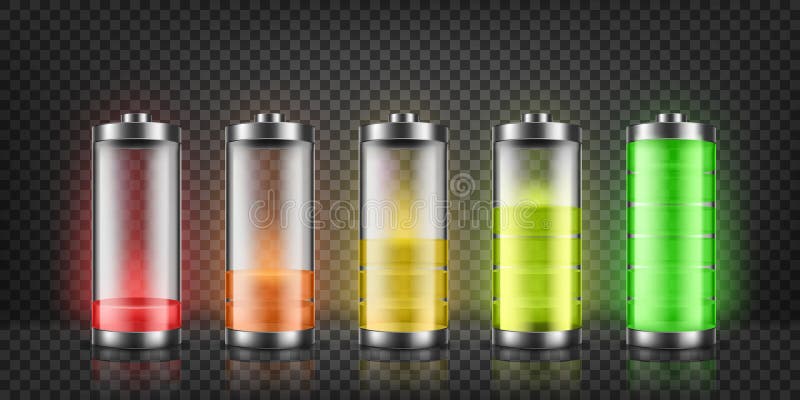 Vector set of battery charge indicators vector illustration