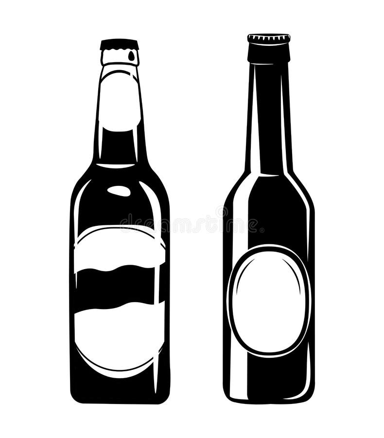 beer bottle clipart black and white