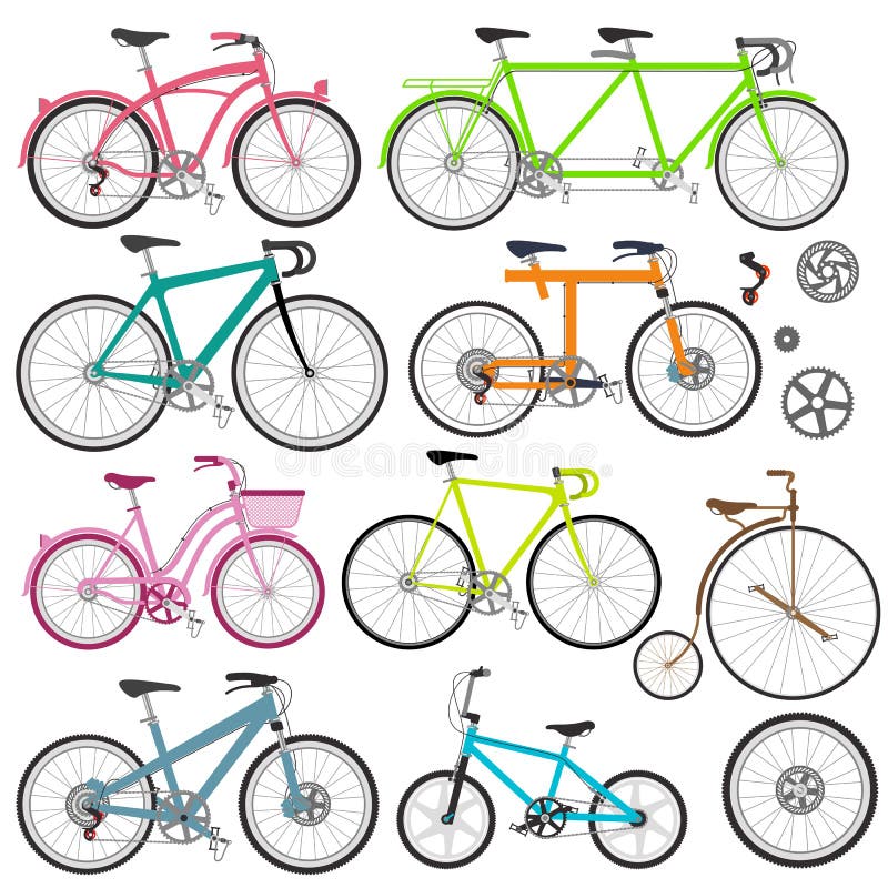 Vector set of bicycles stock vector. Illustration of silhouette - 217569771