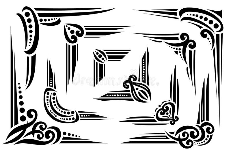 Vector set of black decorative Corners stock illustration