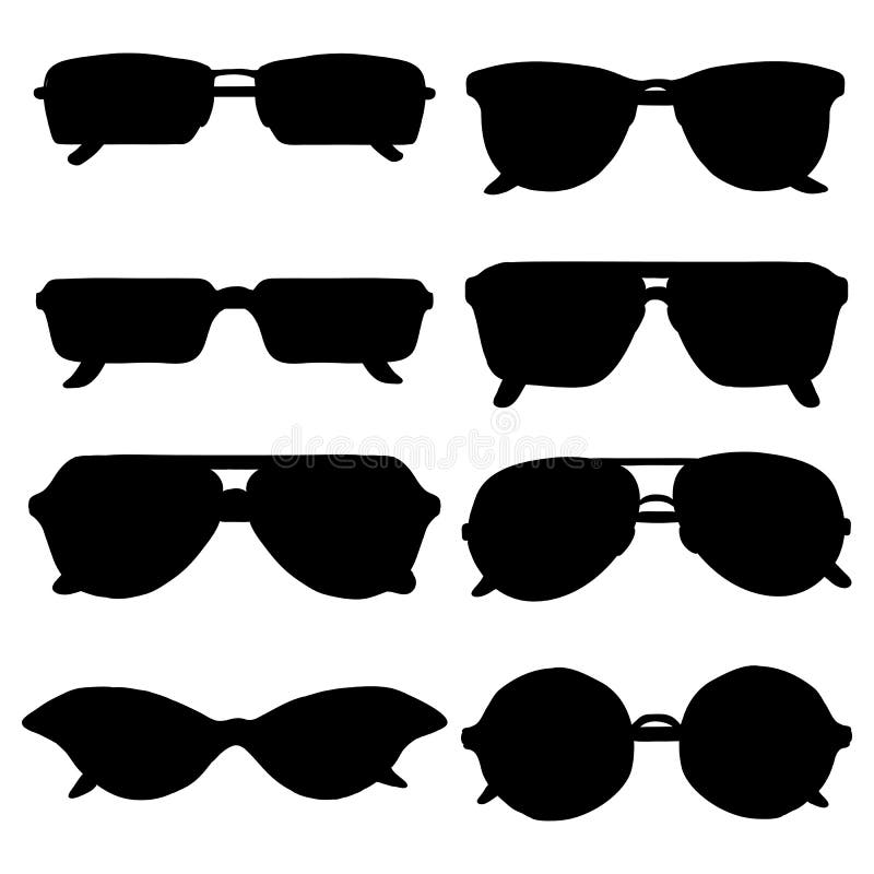 Vector Set Sunglasses Silhouettes Stock Illustrations – 366 Vector Set ...