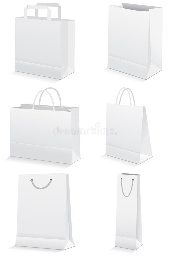 Vector set of blank paper shopping bags. stock illustration
