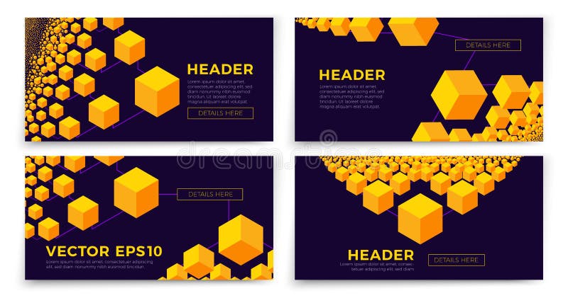 Vector banner templates - bright isometric chain royalty free illustration