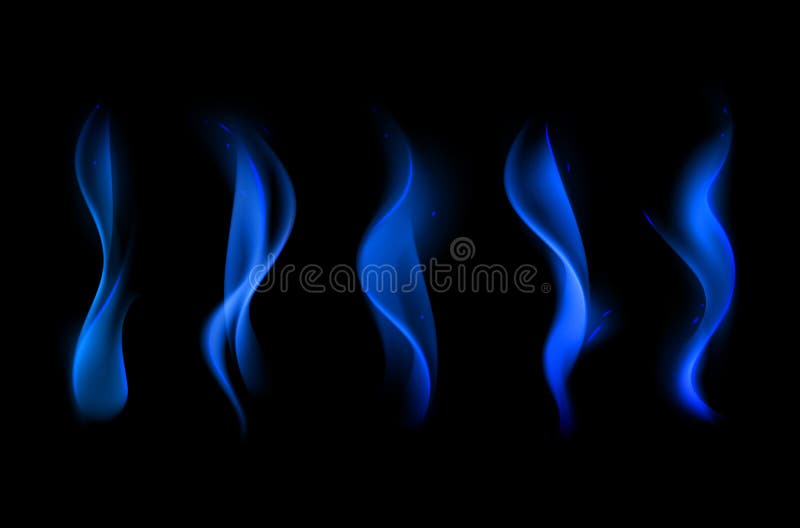 Vector Set of Blue Fire Flame on Background Stock Vector Illustration