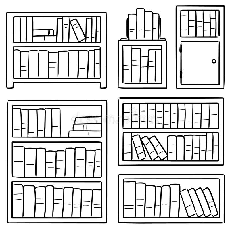 Vector set of bookshelf stock vector. Illustration of antique - 117689149