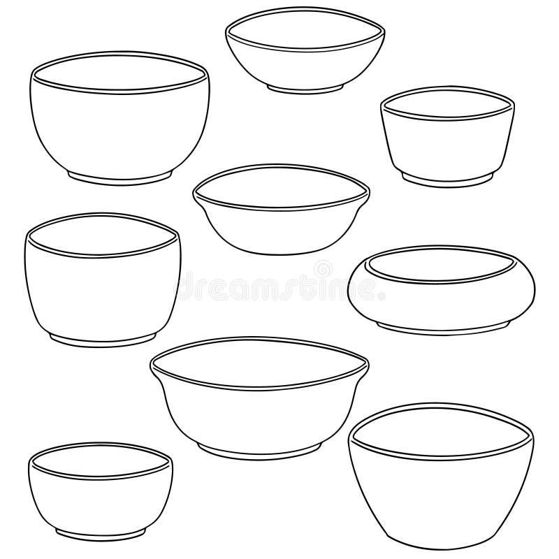 Vector set of bowl stock vector. Illustration of draw - 121028594