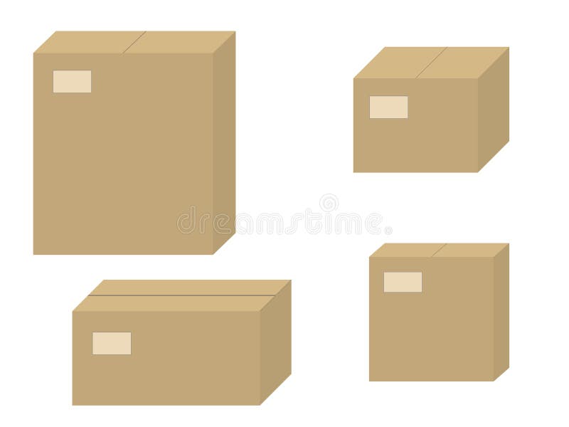 Vector set brown cardboard boxes closed carton box vector illustration