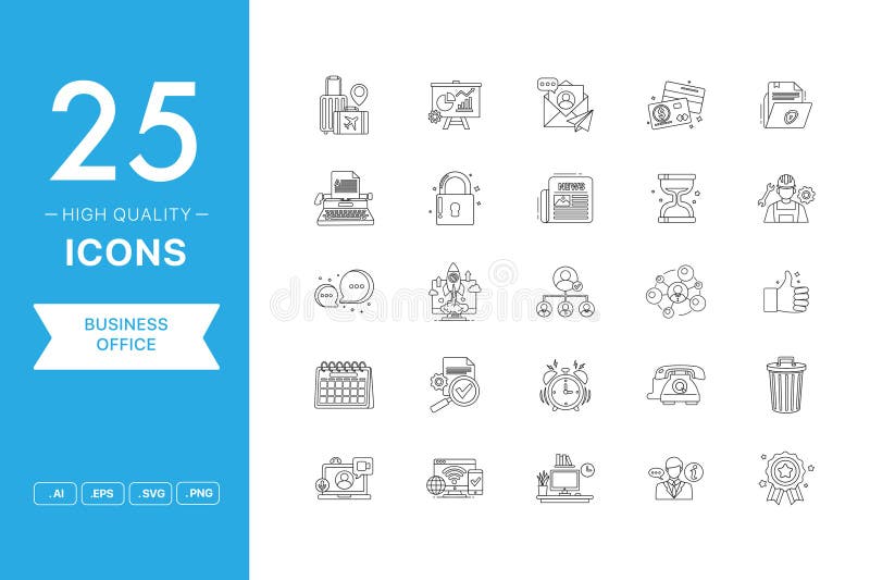 Vector Set of Business Office Icons Stock Vector - Illustration of ...
